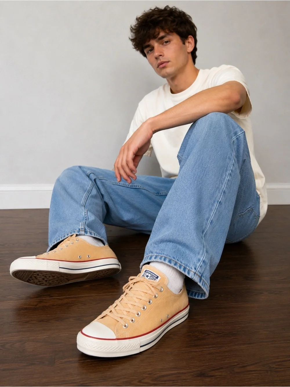 Unisex 8M, 10W Converse All Star Low Top Suede Sneakers - Beige - Picture 6 of 7